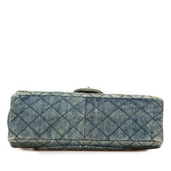 シャネル 2.55 マトラッセ28 ダブルフラップ チェーンショルダーバッグ ライトブルー デニム レディース CHANEL 【中古】