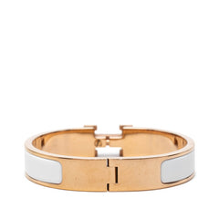 エルメス クリックH PM エナメルブレスレット ゴールド ホワイト メッキ レディース HERMES 【中古】