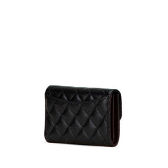 シャネル マトラッセ ココマーク 三つ折り財布 AP0232 ブラック キャビアスキン レディース CHANEL 【中古】