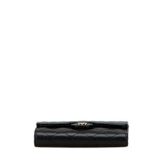 シャネル マトラッセ ココマーク 三つ折り財布 AP0232 ブラック キャビアスキン レディース CHANEL 【中古】