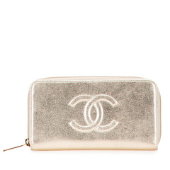 シャネル ココマーク ラウンドファスナー 長財布 ゴールド レザー レディース CHANEL 【中古】