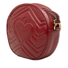 グッチ GGマーモント キルティング チェーンショルダーバッグ 550154 レッド レザー レディース GUCCI 【中古】