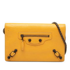 バレンシアガ ジャイアント シティ チェーンウォレット ショルダーバッグ 444056 イエロー レザー レディース BALENCIAGA 【中古】