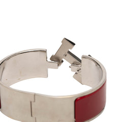 エルメス クリッククラックH PM バングル ブレスレット シルバー レッド メタル エナメル レディース HERMES 【中古】