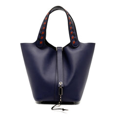 エルメス ピコタンロックPM トレサージュ ハンドバッグ ブルーアンクル ブリック ヴォーエプソン レディース HERMES 【中古】