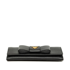 プラダ リボン 長財布 1M1132 ブラック サフィアーノレザー レディース PRADA 【中古】
