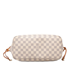 ルイ ヴィトン ダミエアズール ネヴァーフルMM トートバッグ N40603 ホワイト PVC レザー レディース LOUIS VUITTON 中古