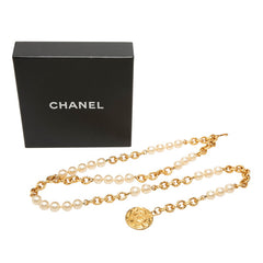 シャネル ココマーク チェーン ベルト ゴールド メッキ フェイクパール レディース CHANEL 中古