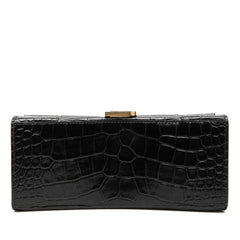 バレンシアガ アワーグラス スモール クロコ型押し ハンドバッグ ショルダーバッグ 2WAY ブラック レザー レディース BALENCIAGA 【中古】