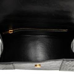 バレンシアガ アワーグラス スモール クロコ型押し ハンドバッグ ショルダーバッグ 2WAY ブラック レザー レディース BALENCIAGA 【中古】