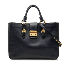 ミュウミュウ マドラス ハンドバッグ ショルダーバッグ 2WAY ネイビー レザー レディース MIUMIU 【中古】