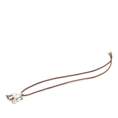 エルメス シュバル ホース 馬 ネックレス シルバー ブラウン メタル レザー レディース HERMES 【中古】