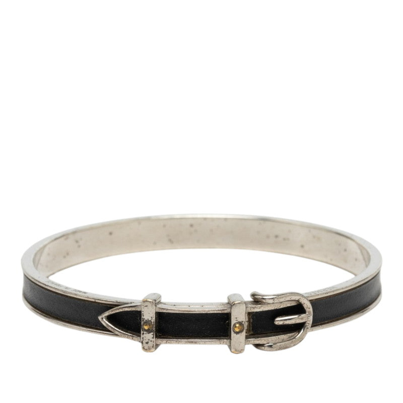 エルメス サンチュール ベルトモチーフ バングル シルバー ブラック メタル レディース HERMES 【中古】