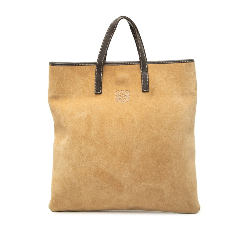 ロエベ アナグラム トートバッグ ハンドバッグ ブラウン スウェード レザー レディース LOEWE 中古