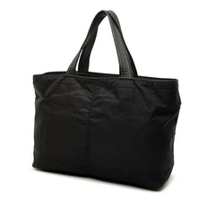 プラダ 三角ロゴプレート ハンドバッグ トートバッグ ブラック ナイロン レザー レディース PRADA 【中古】