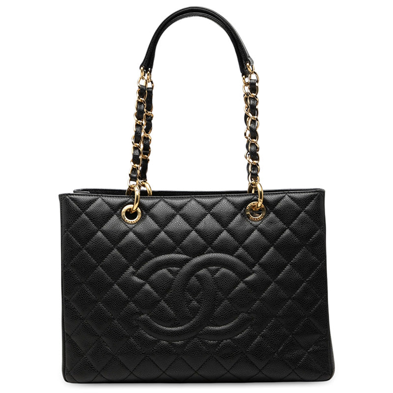 シャネル マトラッセ ココマーク ハンドバッグ トートバッグ ブラック キャビアスキン レディース CHANEL 【中古】