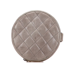 シャネル マトラッセ ココマーク ラウンド ポーチ バニティバッグ グレー ラムスキン レディース CHANEL 【中古】