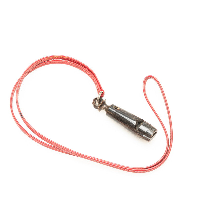 エルメス シフレ ホイッスル 笛 ブラウン レッド バッファローホーン レザー レディース HERMES 【中古】