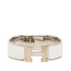 エルメス クリッククラックH PM ブレスレット シルバー ホワイト メタル エナメル レディース HERMES 【中古】