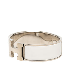 エルメス クリッククラックH PM ブレスレット シルバー ホワイト メタル エナメル レディース HERMES 【中古】