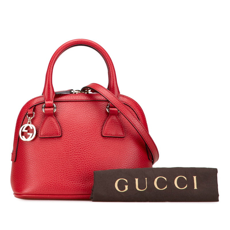 グッチ インターロッキングG ハンドバッグ ショルダーバッグ 2WAY 449661 レッド レザー レディース GUCCI 【中古】