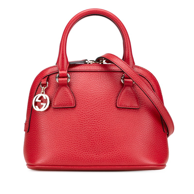 グッチ インターロッキングG ハンドバッグ ショルダーバッグ 2WAY 449661 レッド レザー レディース GUCCI 【中古】