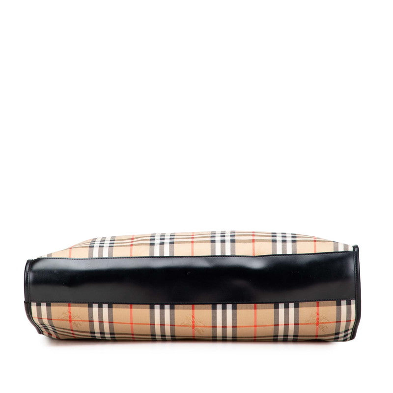 バーバリー ノバチェック シャドーホース ガーメントケース スーツケース ベージュ ブラック キャンバス レザー レディース BURBERRY 【中古】
