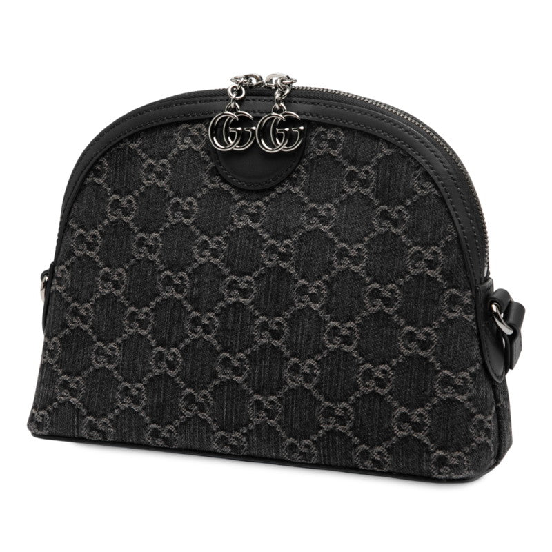グッチ GGデニム ショルダーバッグ 499621 ブラック デニム レザー レディース GUCCI 【中古】
