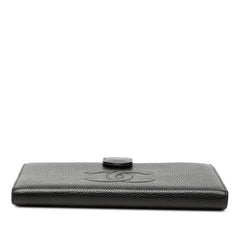 シャネル ココマーク 二つ折り 長財布 A13498 ブラック キャビアスキン レディース CHANEL 中古