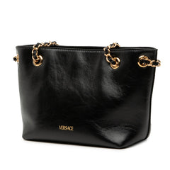 ヴェルサーチェ メデューサ チェーン ハンドバッグ ブラック レザー レディース VERSACE 【中古】