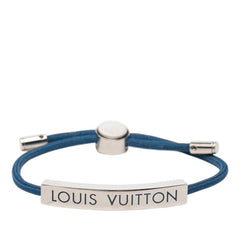 ルイ ヴィトン ブラスレ LV スペース ロゴプレート ブレスレット M00920 ブルー シルバー メタル ナイロン レディース LOUIS VUITTON 【中古】