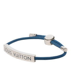 ルイ ヴィトン ブラスレ LV スペース ロゴプレート ブレスレット M00920 ブルー シルバー メタル ナイロン レディース LOUIS VUITTON 【中古】