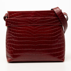 サルヴァトーレフェラガモ ヴァラ クロコ型押し ショルダーバッグ レッド レザー レディース Salvatore Ferragamo 【中古】