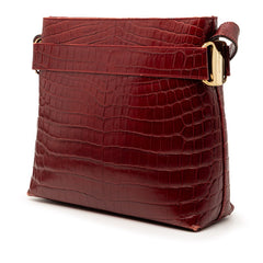 サルヴァトーレフェラガモ ヴァラ クロコ型押し ショルダーバッグ レッド レザー レディース Salvatore Ferragamo 【中古】
