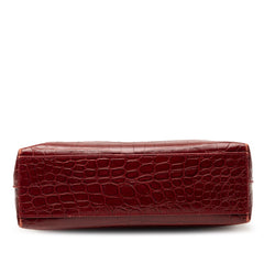 サルヴァトーレフェラガモ ヴァラ クロコ型押し ショルダーバッグ レッド レザー レディース Salvatore Ferragamo 【中古】