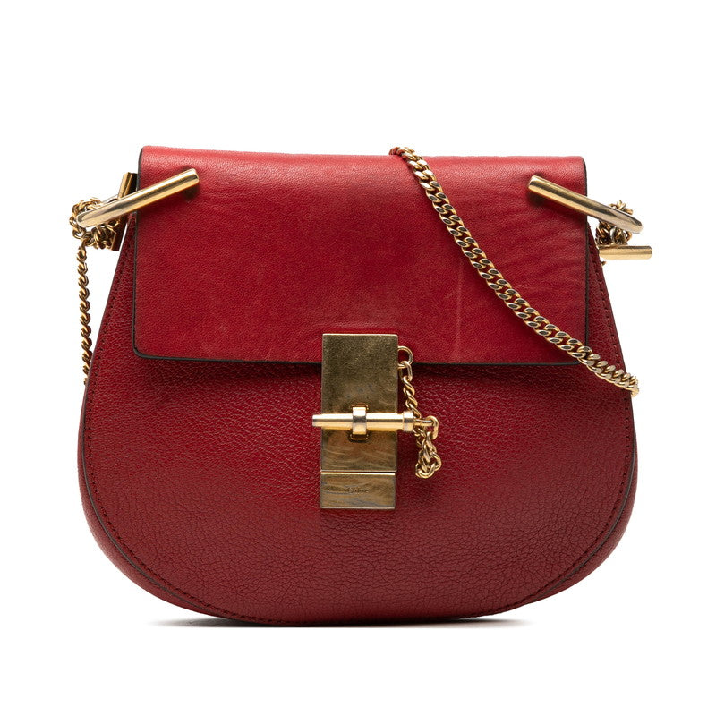 クロエ ドリュー チェーン ショルダーバッグ レッド ゴールド金具 レザー レディース Chloe 【中古】