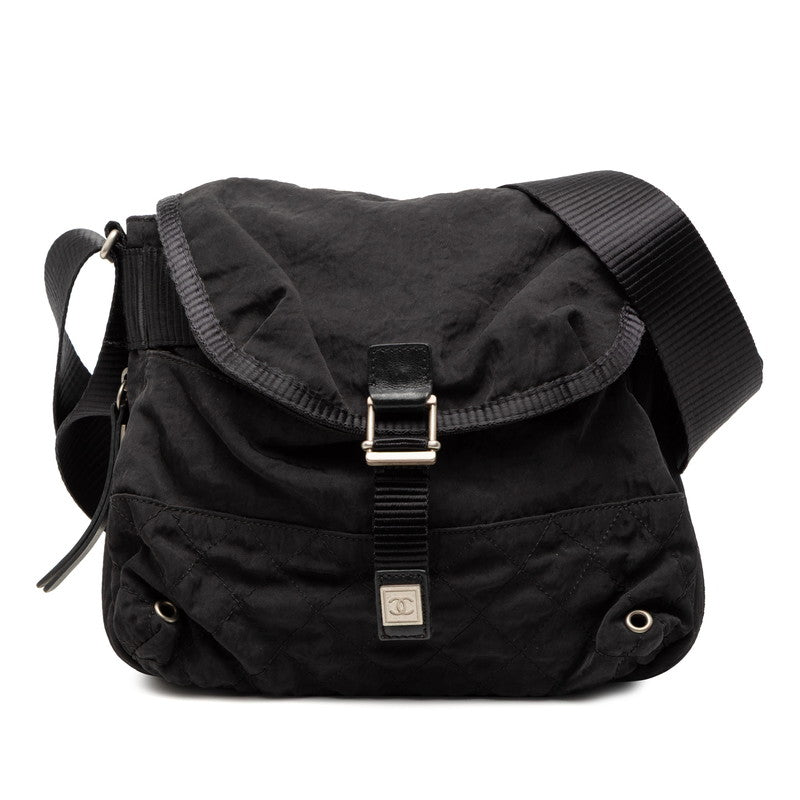 シャネル スポーツライン ショルダーバッグ ブラック ナイロン レザー レディース CHANEL 【中古】