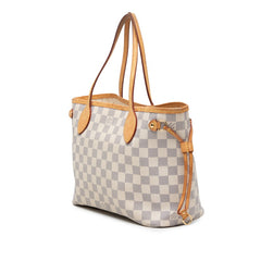 ルイ ヴィトン ダミエ アズール ネヴァーフルPM トートバッグ ショルダーバッグ N51110 ホワイト PVC レザー レディース LOUIS VUITTON 【中古】