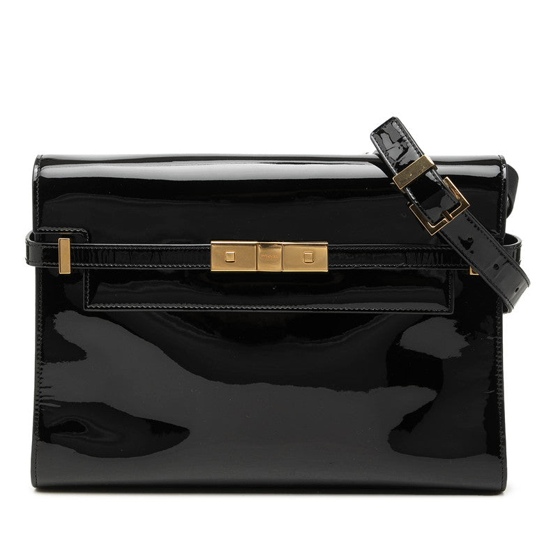 サンローラン マンハッタン ショルダーバッグ 579271 ブラック パテントレザー レディース SAINT LAURENT 中古