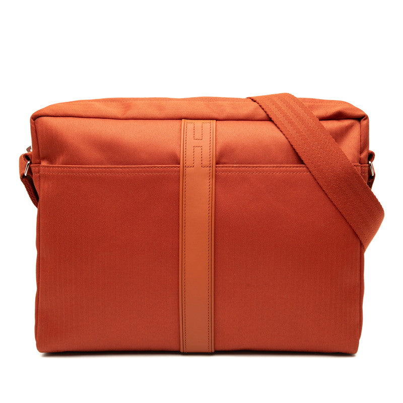 エルメス アカプルコバサスMM 斜め掛け ショルダーバッグ オレンジ トワルシェブロン レザー レディース HERMES 【中古】