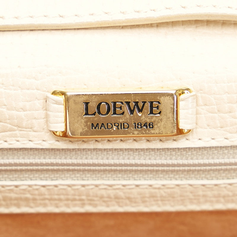 ロエベ バルセロナ ハンドバッグ ショルダーバッグ 2WAY ベージュ ホワイト レザー レディース LOEWE 【中古】