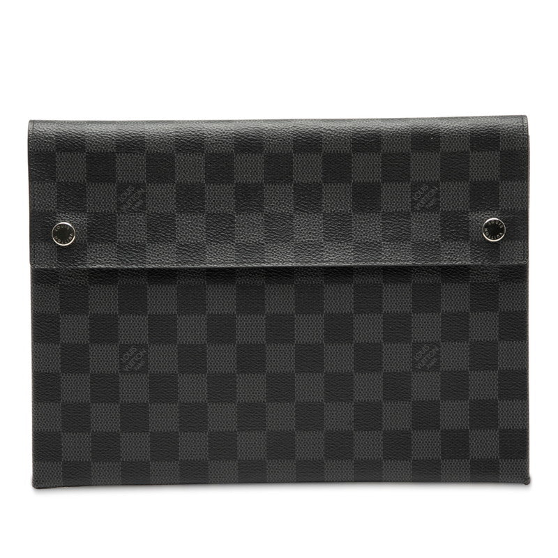 ルイ ヴィトン ダミエ グラフィット アルファ トリプルポーチ 3つセット ポーチ N60255 ブラック レザー レディース LOUIS VUITTON 【中古】