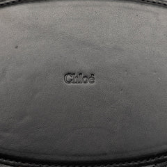 クロエ ロゴ ミディアム バスケット ハンドバッグ カゴバッグ ベージュ ブラック ラフィア レザー レディース Chloe 【中古】
