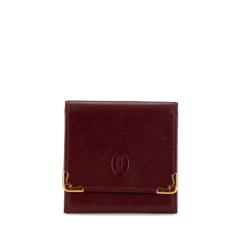 カルティエ マストライン コインケース 小銭入れ ワインレッド ゴールド レザー レディース CARTIER 【中古】