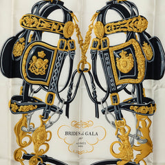 エルメス カレ90 BRIDES de GALA 式典用の馬勒 スカーフ 大判 ブラック マルチカラー シルク レディース HERMES 中古