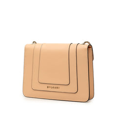 ブルガリ セルペンティ フォーエバー 斜め掛け チェーン ショルダーバッグ ベージュ レザー レディース BVLGARI 【中古】