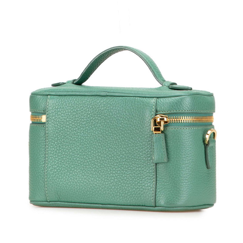 プラダ ロゴ バニティバッグ ショルダーバッグ 2WAY 1BH202 グリーン レザー レディース PRADA 【中古】