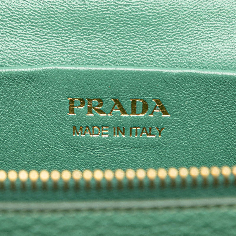 プラダ ロゴ バニティバッグ ショルダーバッグ 2WAY 1BH202 グリーン レザー レディース PRADA 【中古】