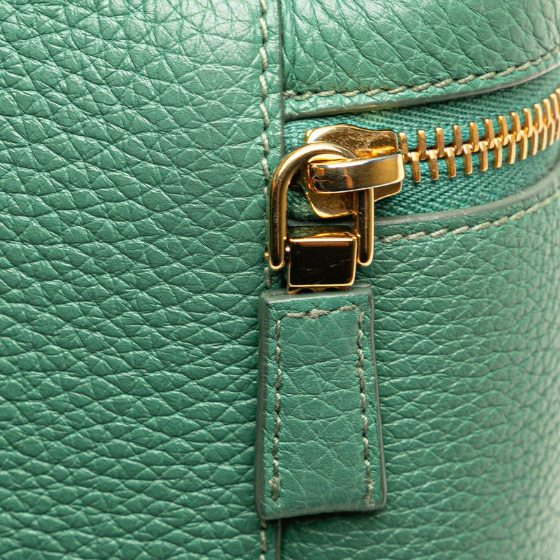 プラダ ロゴ バニティバッグ ショルダーバッグ 2WAY 1BH202 グリーン レザー レディース PRADA 【中古】