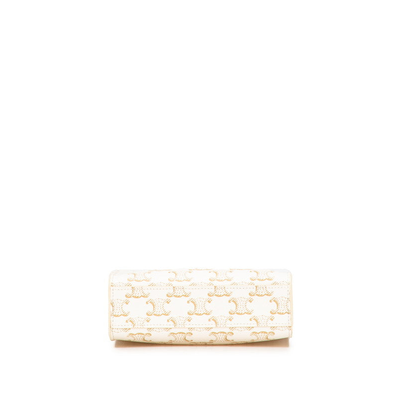 セリーヌ トリオンフ ミニ バーティカル カバ ハンドバッグ ショルダーバッグ 2WAY ホワイト ブラウン PVC レザー レディース CELINE 【中古】